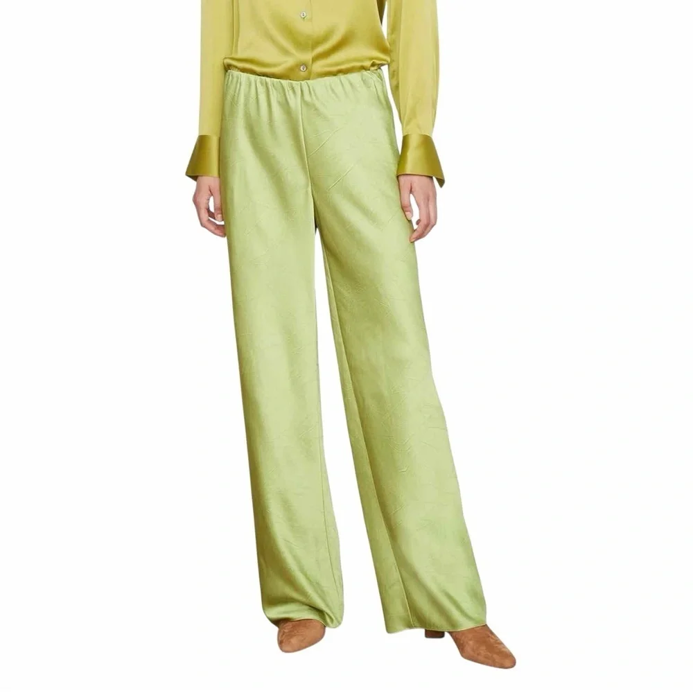 NWT Vince ‘Textured Satin Bias Cut Pant’ in “Cactus” Lime Green Plus Size 1X